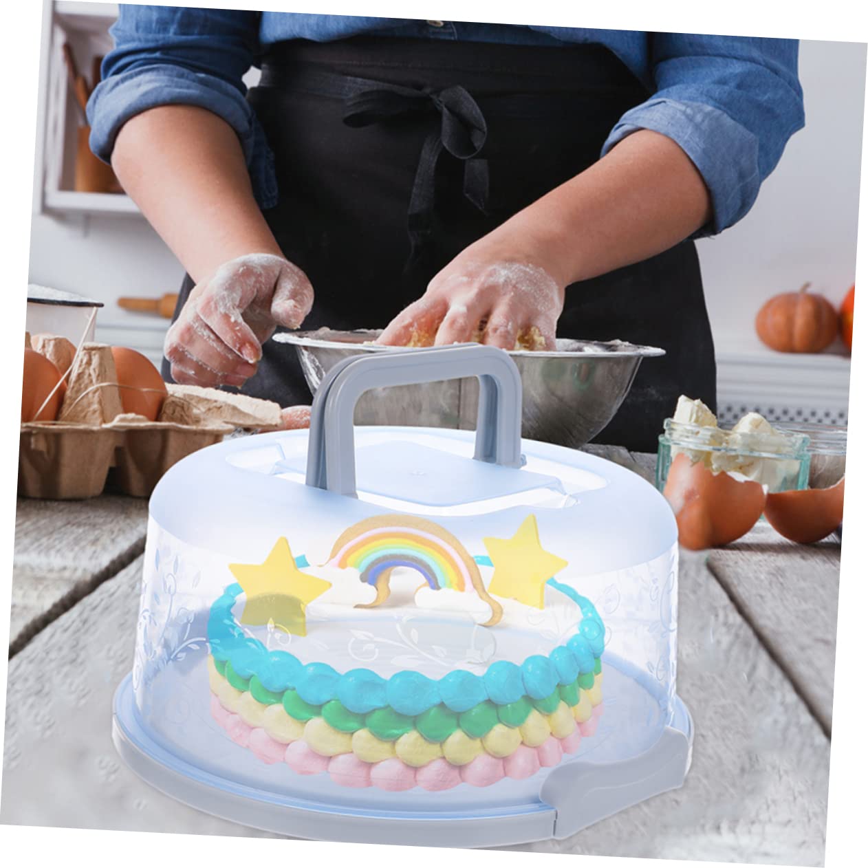 ABOOFAN Birthday Cake Boxes 3 Pack Cake Carriers with Plate Covers Odorless Easy to Use