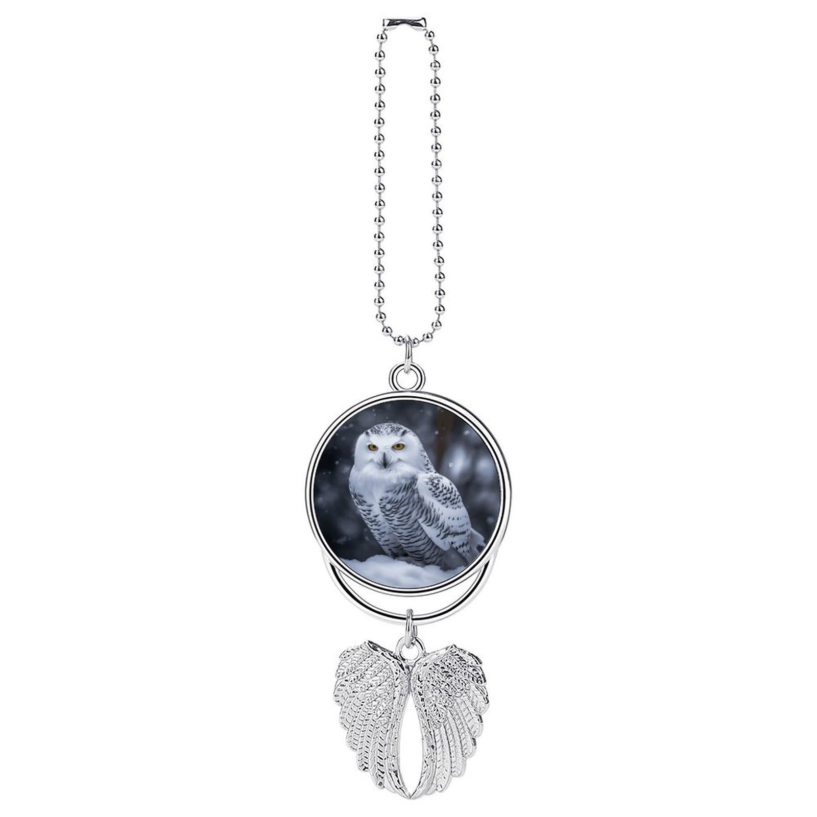 Arctic Owl Car Pendant Rear View Mirror Hanging Ornament Auto Metal Charm for Aesthetic Interior Decor. Lucky Car Accessories Cute Funny Hanging Decor for Car Truck