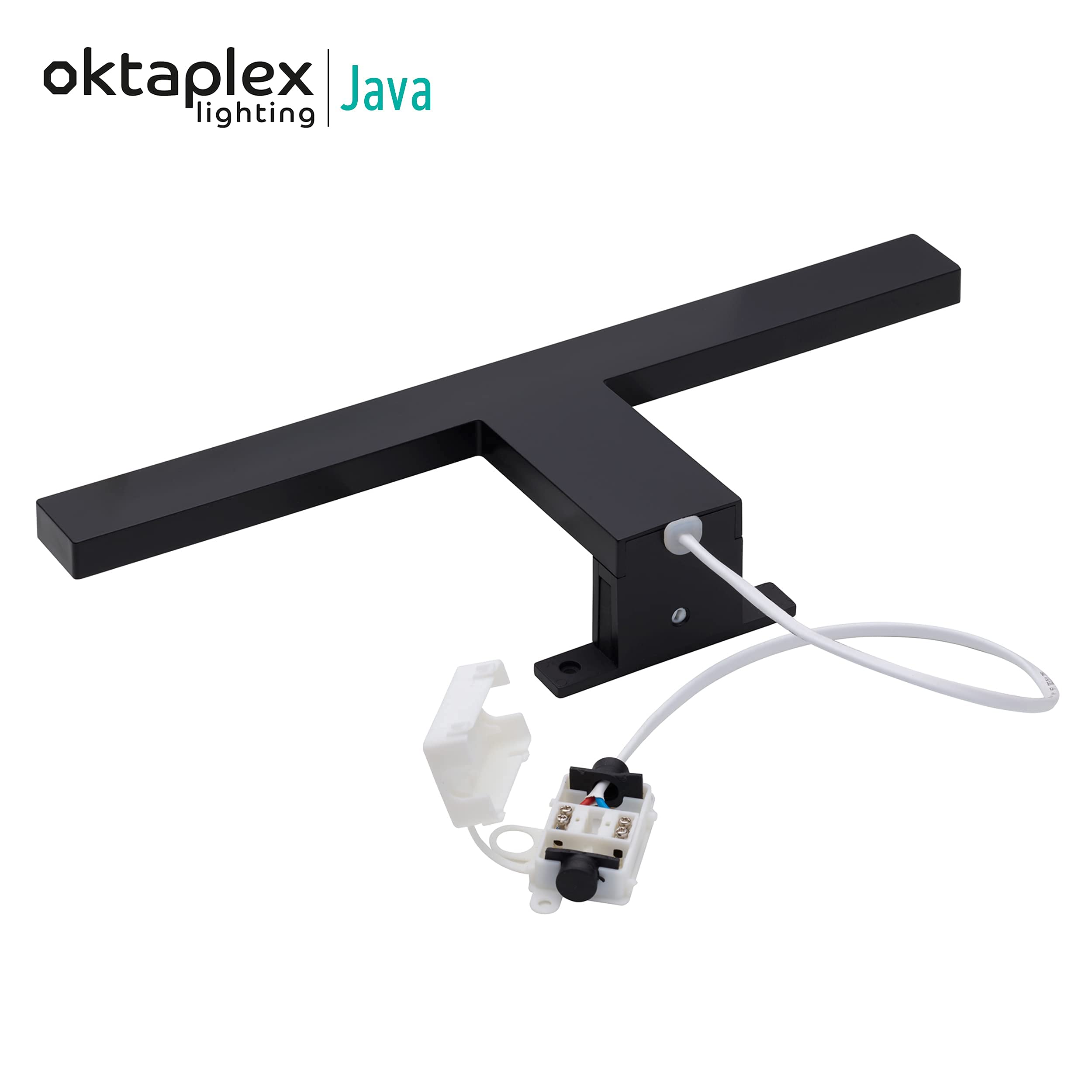 Lámpara LED de Espejo Baño Java 30Cm 5W 3000K IP44 Montaje 2 en 1: Luz de Espejo o Armario 320Lm - Luz Blanca Cálida - Negro