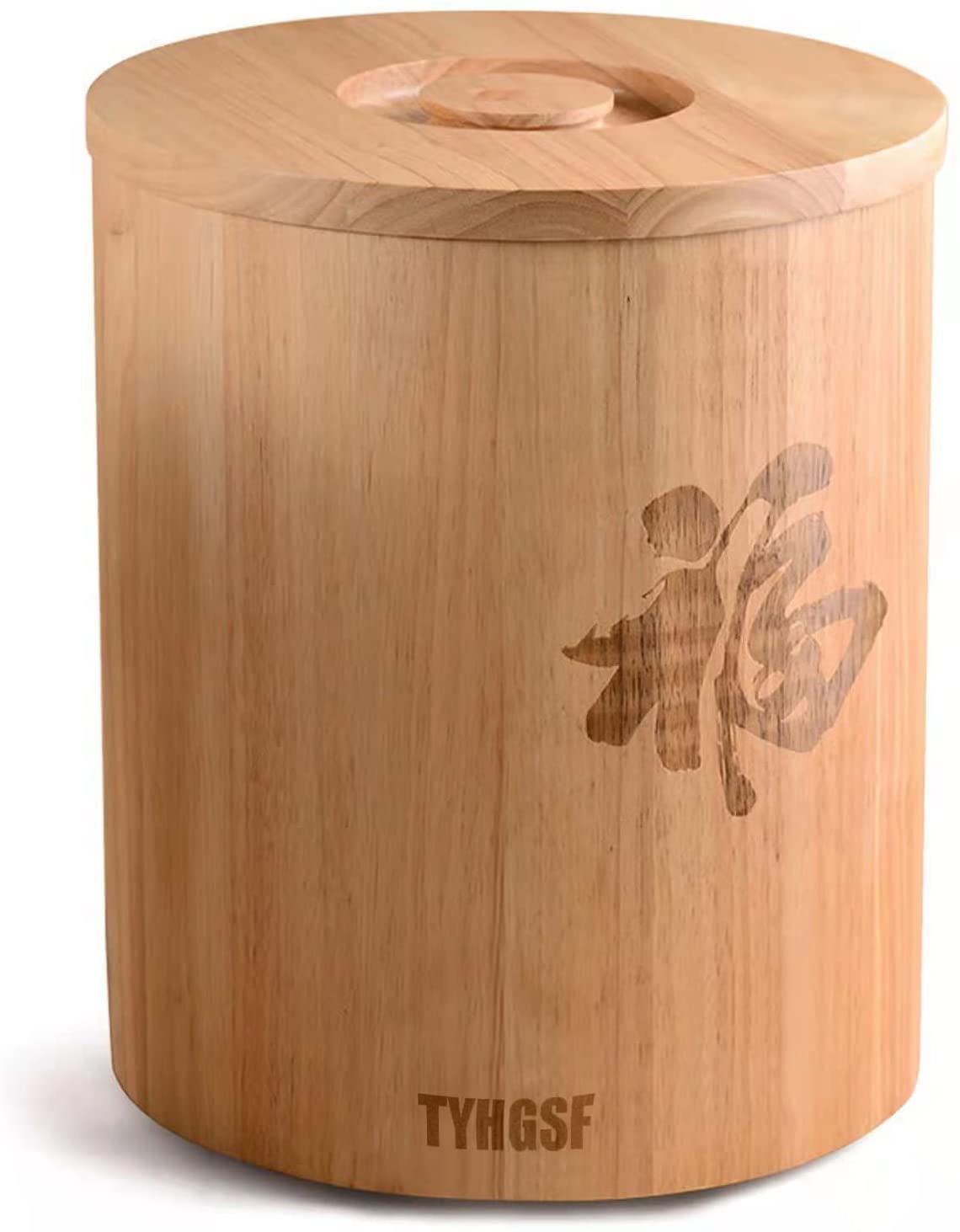 Contenitori per Alimenti Ermetici Extra Grande di Legno Secchio per Cereali per Ristorante - Fagioli/Noci/Soia/Farina Contenitore richiudibile con Coperchio, Contenitore Rotondo per ingredienti