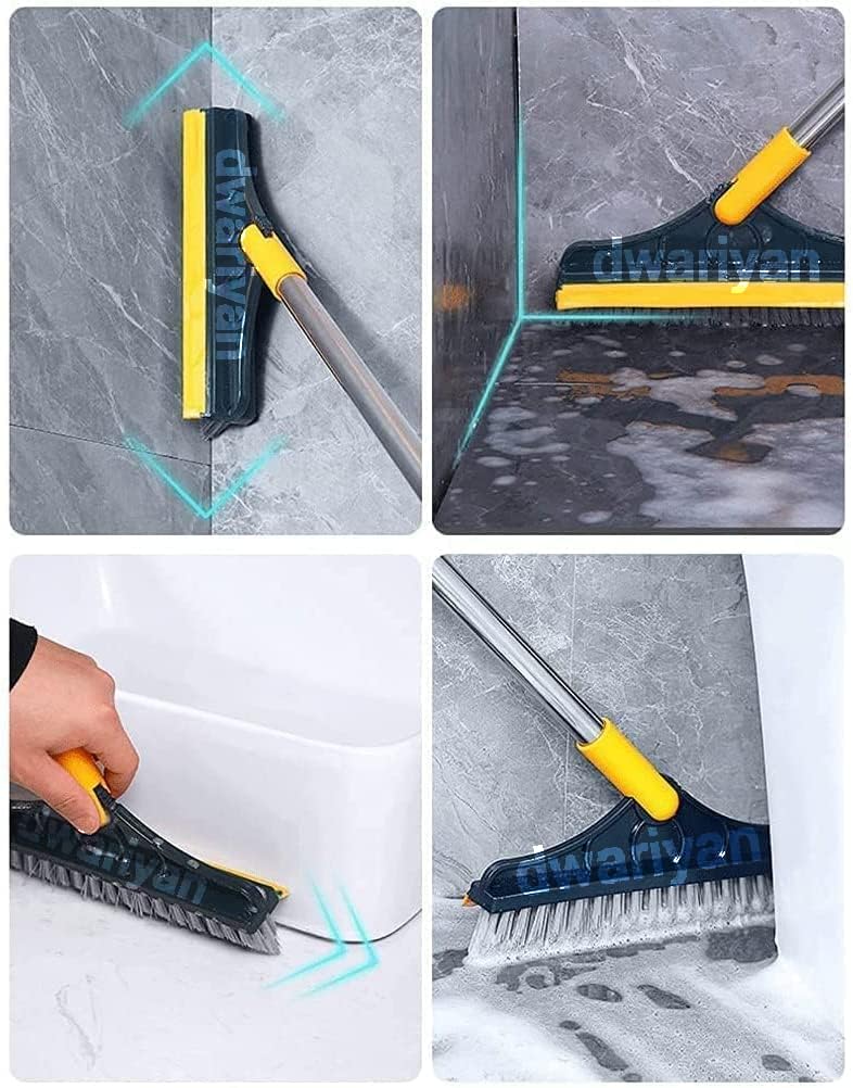Dwariyan Cleaning Brush with Wiper – Floor Scrub Brush with Long Handle, 120° 2-in-1 Rotating Tiles Cleaning Brush for Home, Kitchen & Bathroom – Multi-Purpose Floor & Tile Cleaner 4