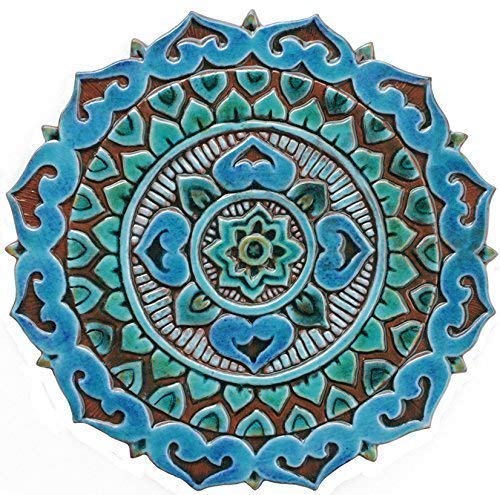 Amazon Com Wall Art Turquoise Tile 11 Garden Decor Tile Art Ceramic Art Mandalita R Deco Handmade