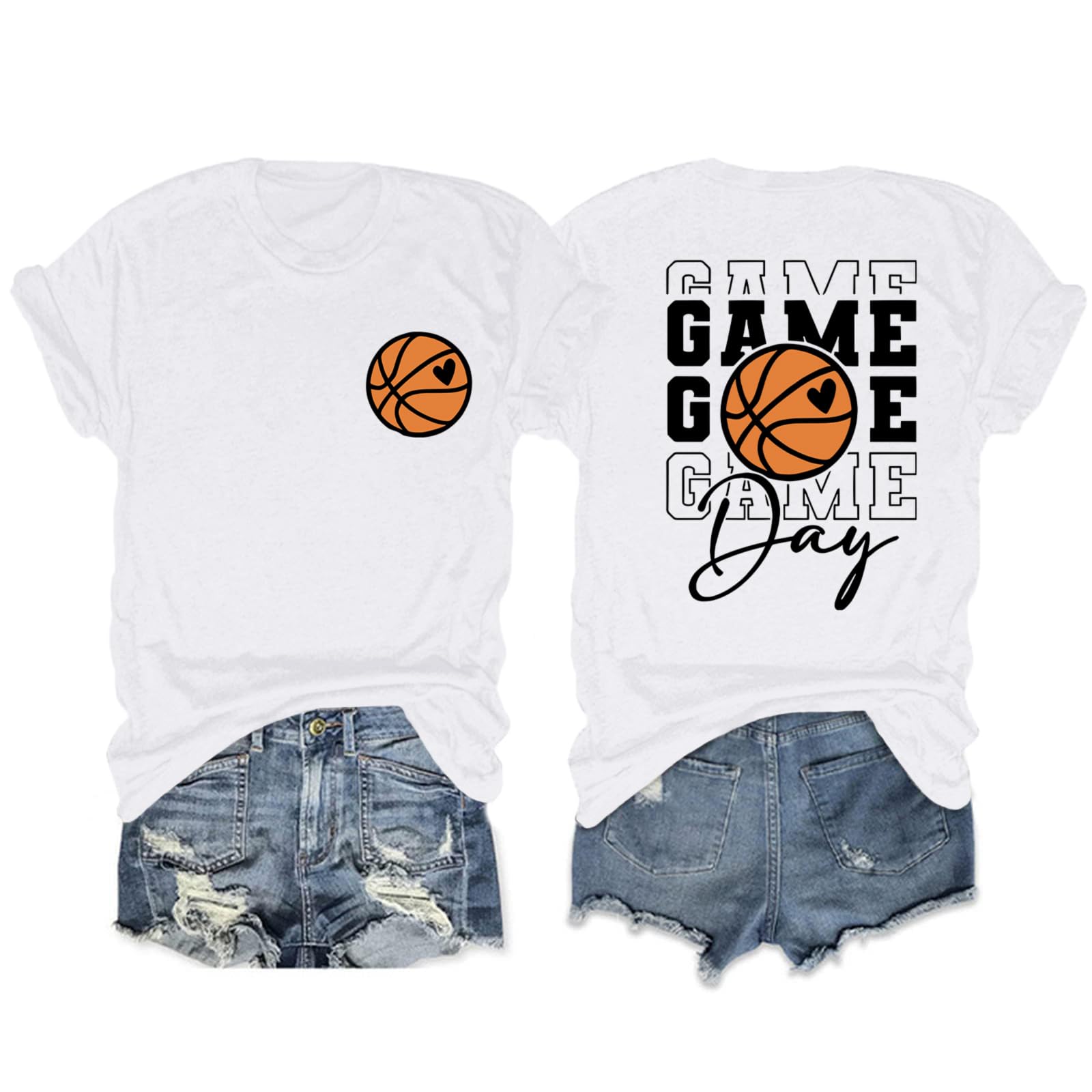 Migxsaf Basketball Mom Shirts for Women Game Day Shirt Funny Print Tshirts Vintage Graphic Tees Casual Summer Tops Lover Gift