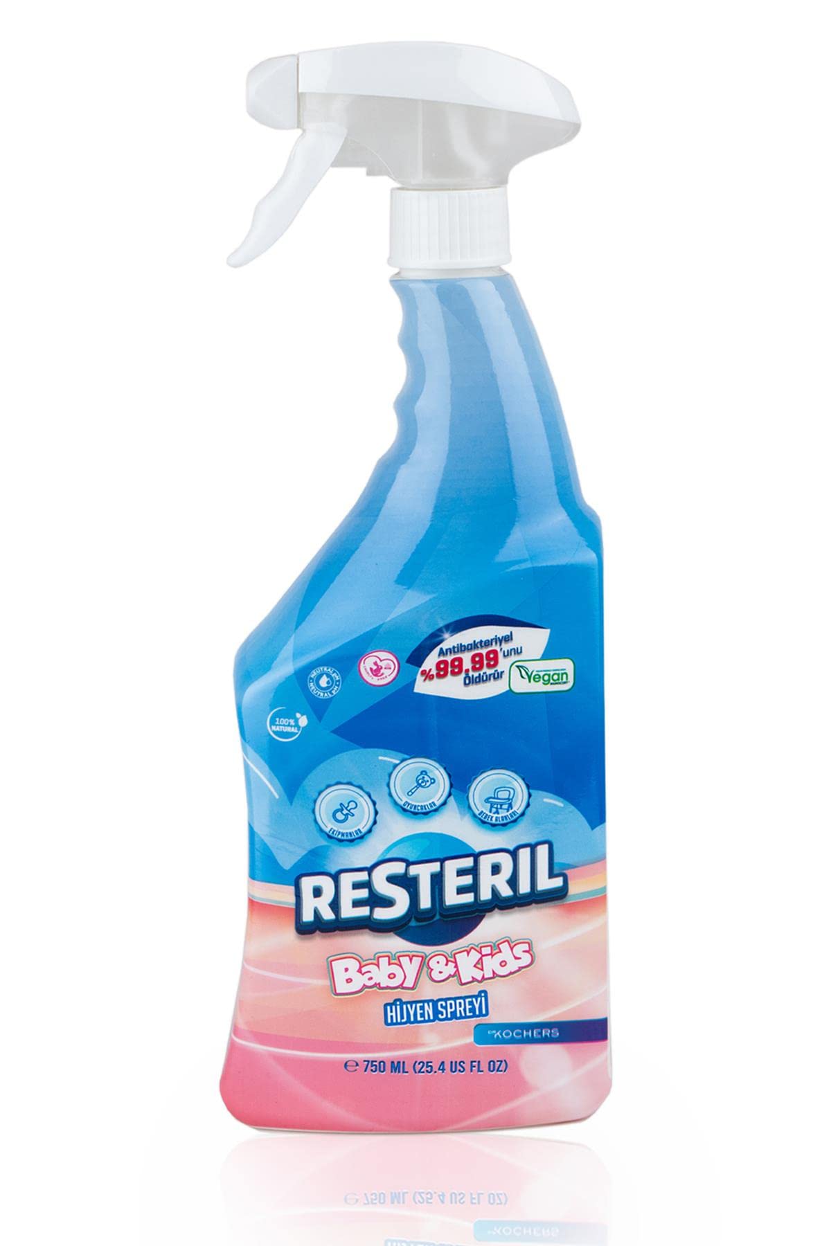 Resteril Antibakteriyel Durulama Gerektirmez Bebek Çocuk Oyuncak Kreş Yüzey Temizleyici Hijyen Spreyi 750ml
