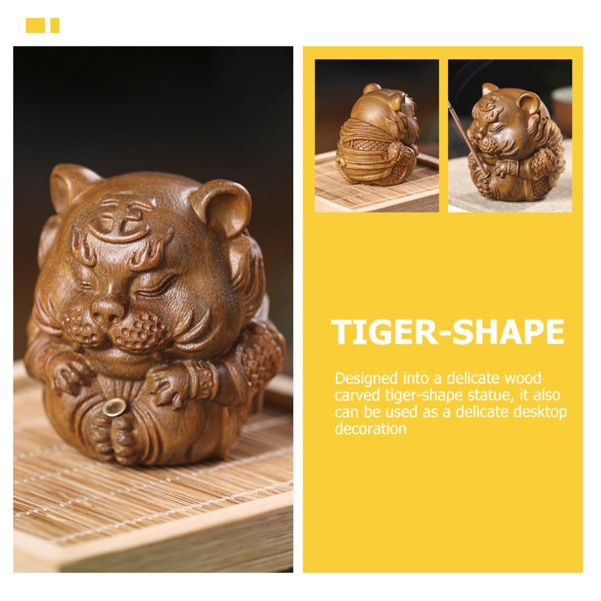 Amosfun 3St Tiger Räucherstäbchenhalter im Freien Tiger-Ornamente Besonderheit für den einzug slico duftstäbchen Holz Räuchergefäß Tiger-Räuchergefäß aus Holz Sandelholz