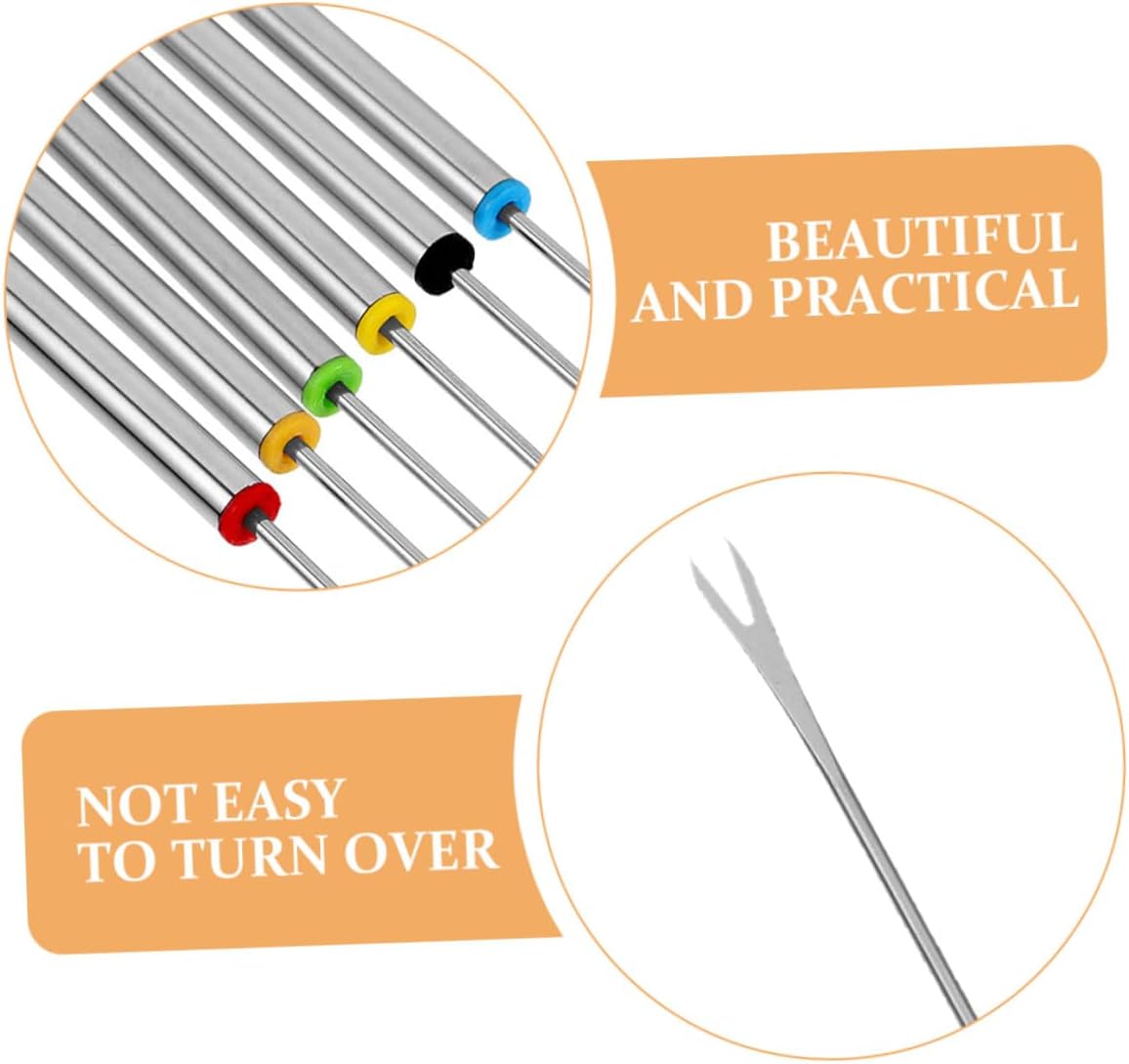 18pcs Stainless Steel Fondue Forks Multi-color Dessert and Chocolate Dipping Tools Bbq Grill Skewers for Fruit Party Use