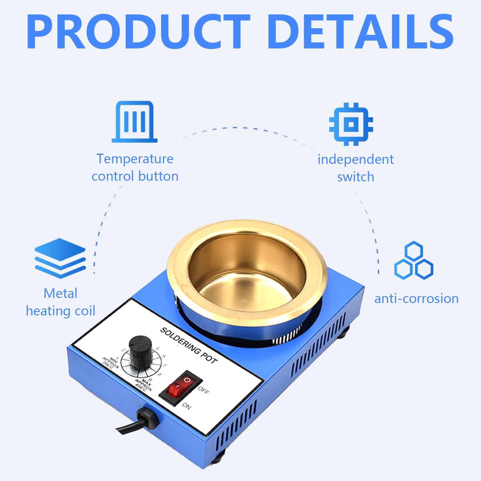 Crogiolo di Saldatura, 220V 350W Forno di Saldatura con Temperatura Regolabile da 100 a 550 °C Forno di Fusione di Stagno e Titanio da Tavolo Senza Piombo da 100mm Per Metalli a Basso Punto di Fusione