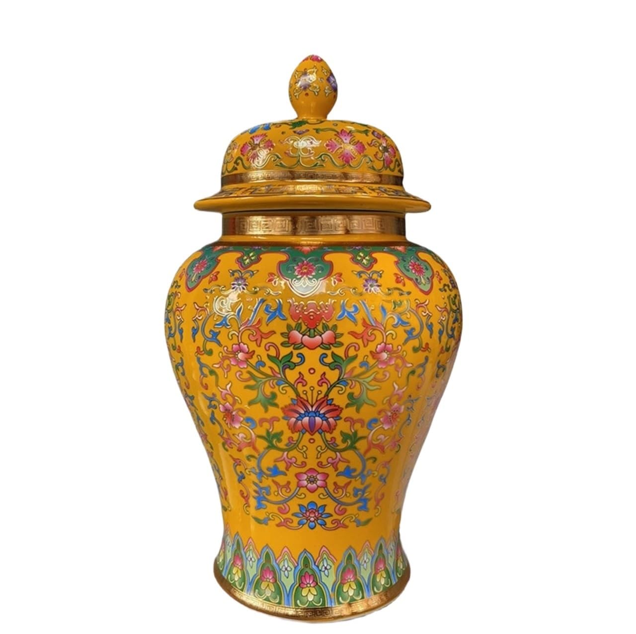 GFJHdfhE Chinese Style Decorative Jar Flower Vase Ceramic Ginger Jar With Lid Exquisite Beautiful Decorative Porcelain Jars Temple Flower Display