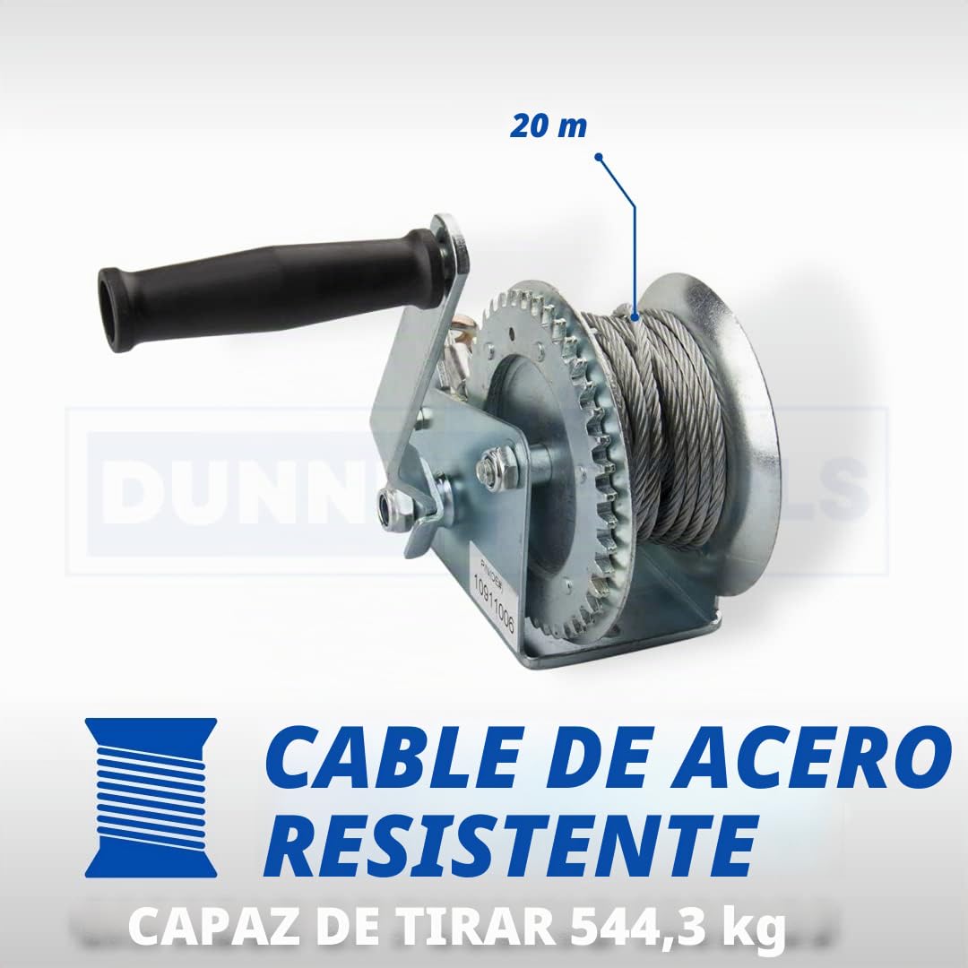 Cabestrante manual de 20 m, resistente de 1200 libras, gancho manual para barco, ATV, remolque, cabrestante resistente para remolque, alambre largo, polipasto de alambre duradero