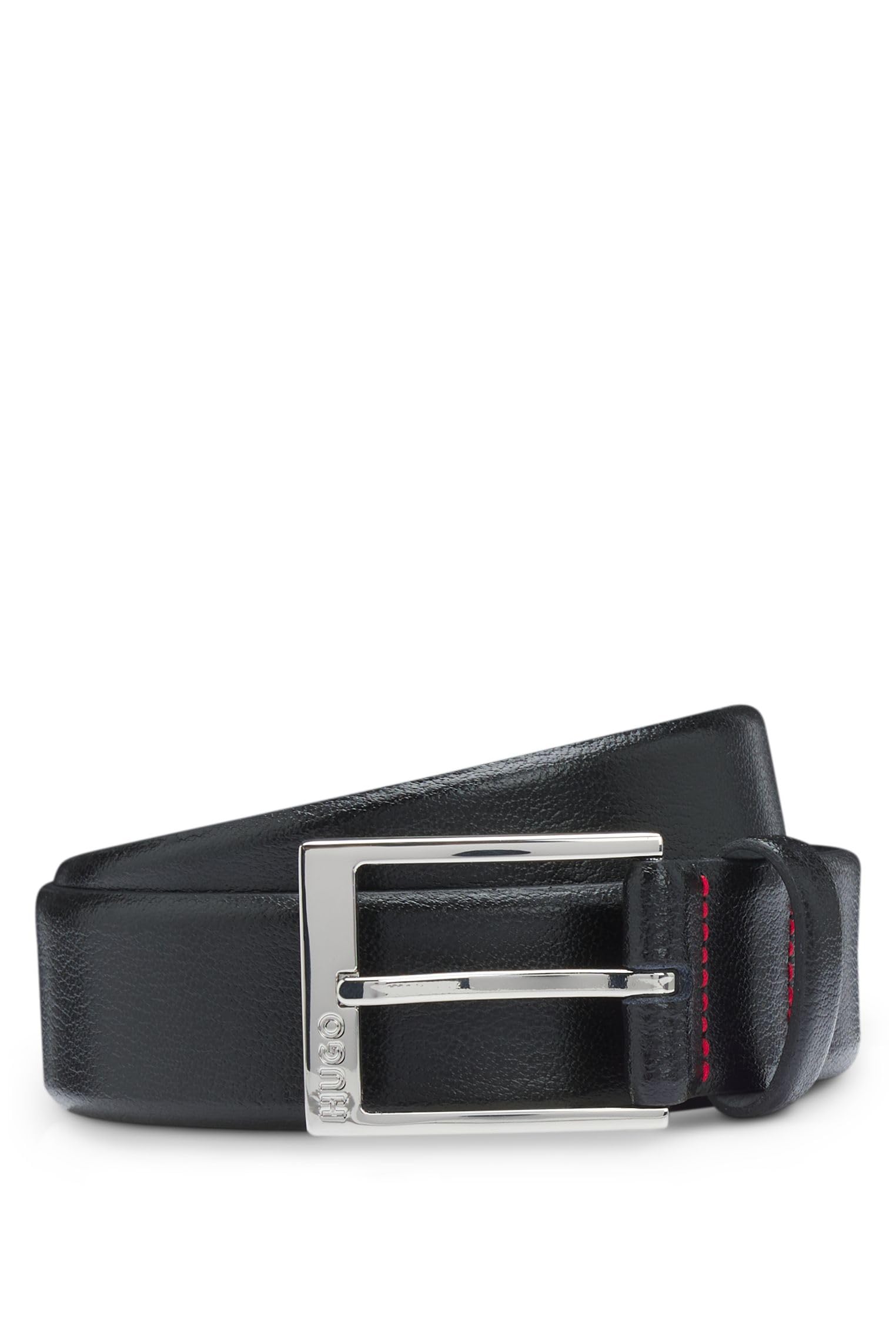 HUGO Mens Gellot Sz35 Grained-leather belt
