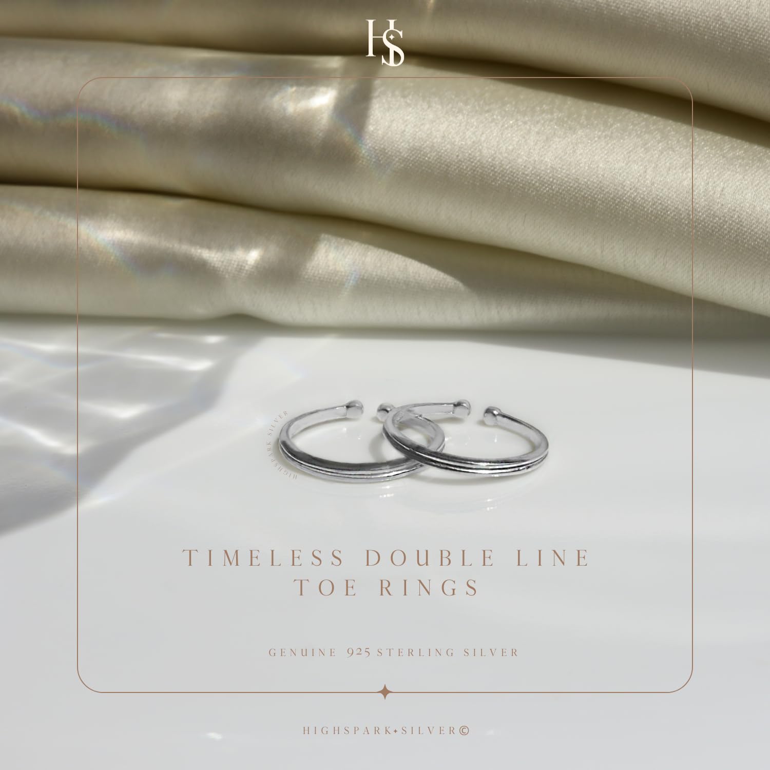 92.5 Sterling Toe Rings Adjustable Contemporary Style & Stunning Shine