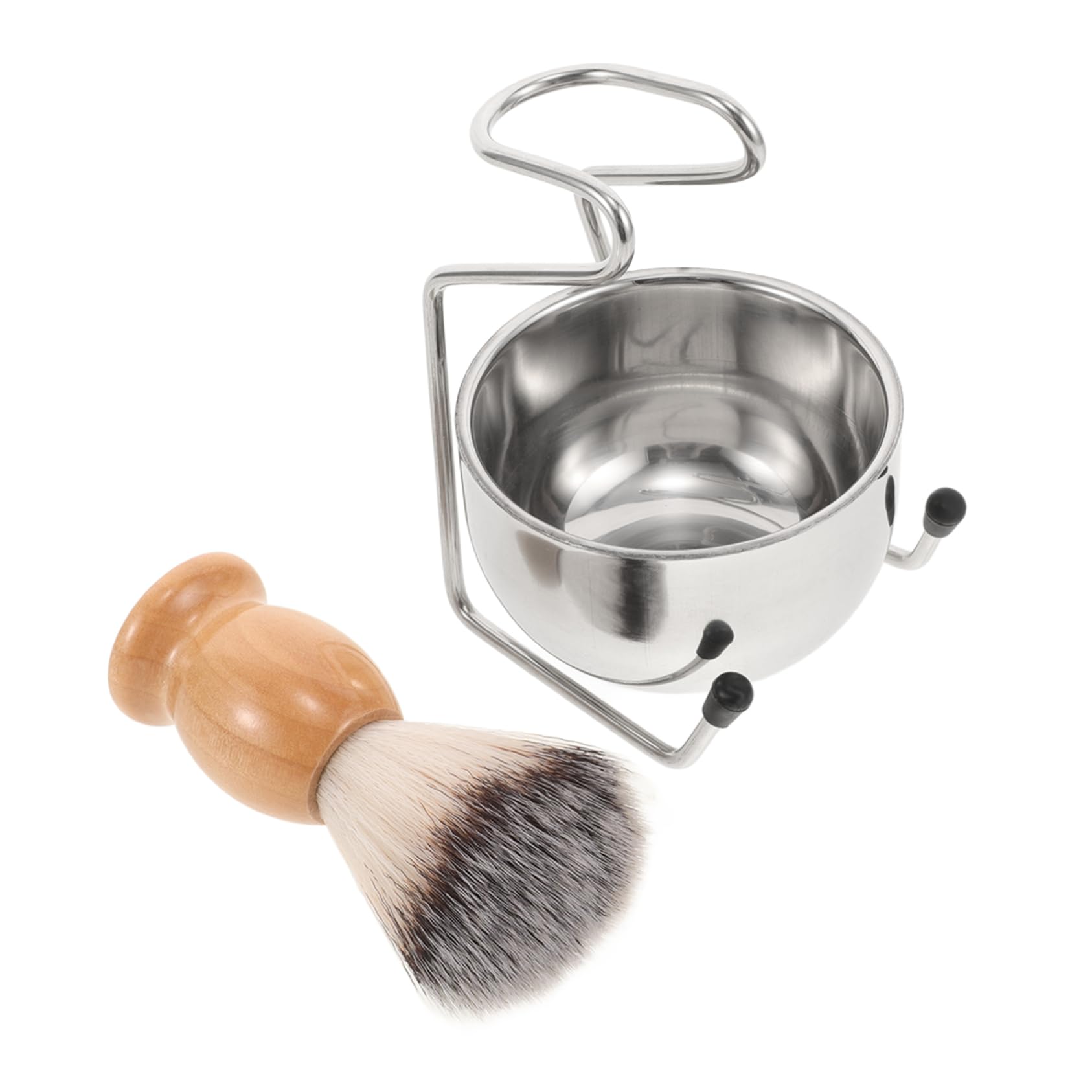 BESTYASH Set Men's Shaving Brush Kit Ergonomic Stainless Steel Bowl with Soft Badger Brush and Stand for Comfortable Wet Shaving Experience Complete Grooming Set for Men