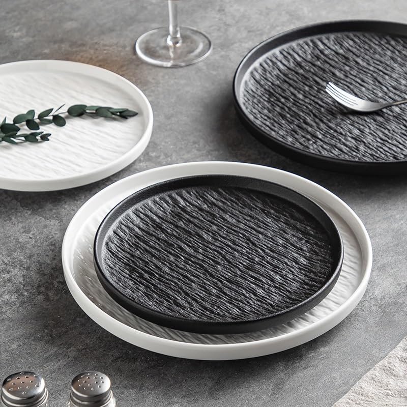 Teller Frosted Stone Plate Steak Western Food Haushalts-Flachteller Flachteller Runder Teller Geschirr(B)