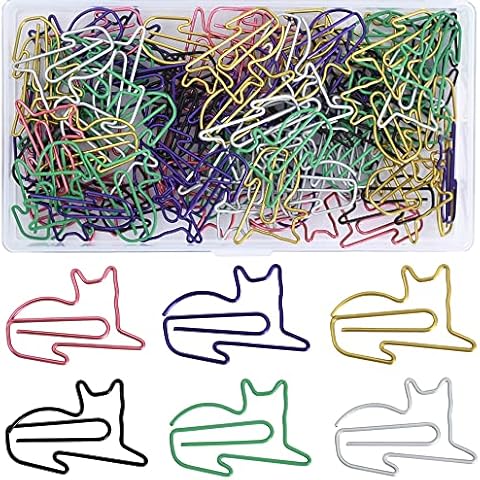 Vuzvuv 100Pcs Animal Shaped Paper Clips Adorable Cat Paperclip Assorted Colors Creative Cute Funny Bookmark Clips for Kids Children Cat Lovers for Party Invitation Card Student Scrapbooks Notebook Cover