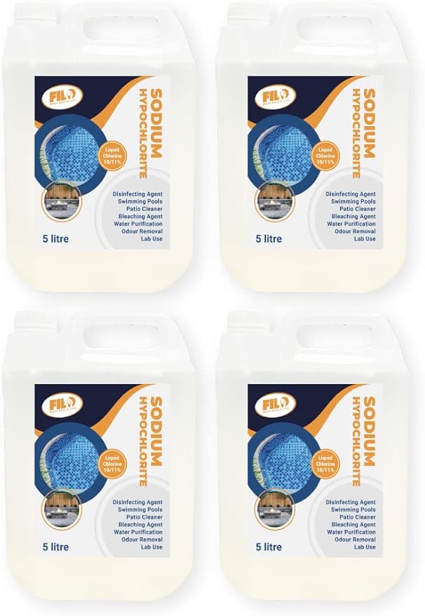Sodium Hypochlorite 4 x 5 Litre 1415 Versatile Liquid Chlorine for
