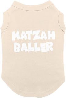 Matzah Baller - Matzo Hanukkah Passover Seder Dog Shirt (Natural, 3X-Large)
