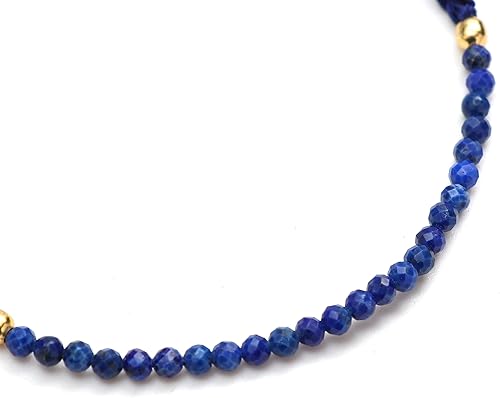 Miniatura 5 de Gempires Natural Lapis Lazuli Thread Braided Bracelet, Energy Healing Crystal Beads Bracelet, Gemstone Jewelry 7 inch (Lapis Lazuli)