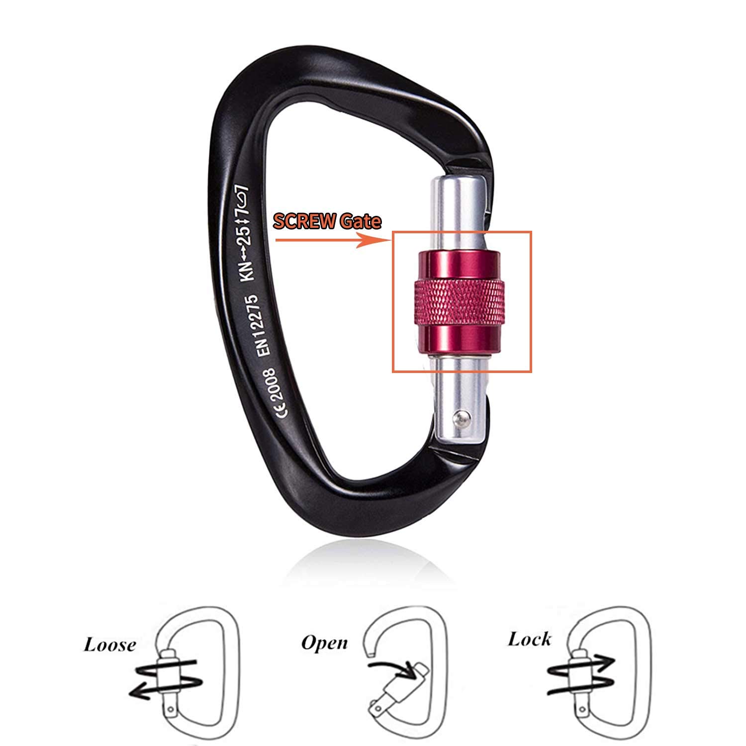 Kanuo - Mousqueton D'escalade Avec Blocage, Boucle De Sécurité