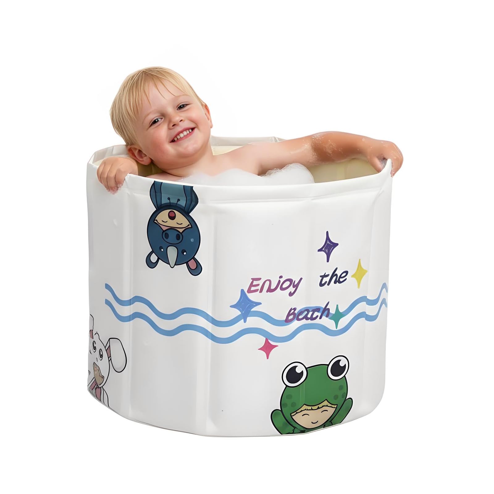 WAVYEASE Neue Design Tragbare Badewanne für Kleinkinder - Faltbare Sitzbadewanne für Kinder, Sekundenschneller Aufbau, Einfache Aufbewahrung, Leichtgewicht, Reisezubehör für 12-60 Monate