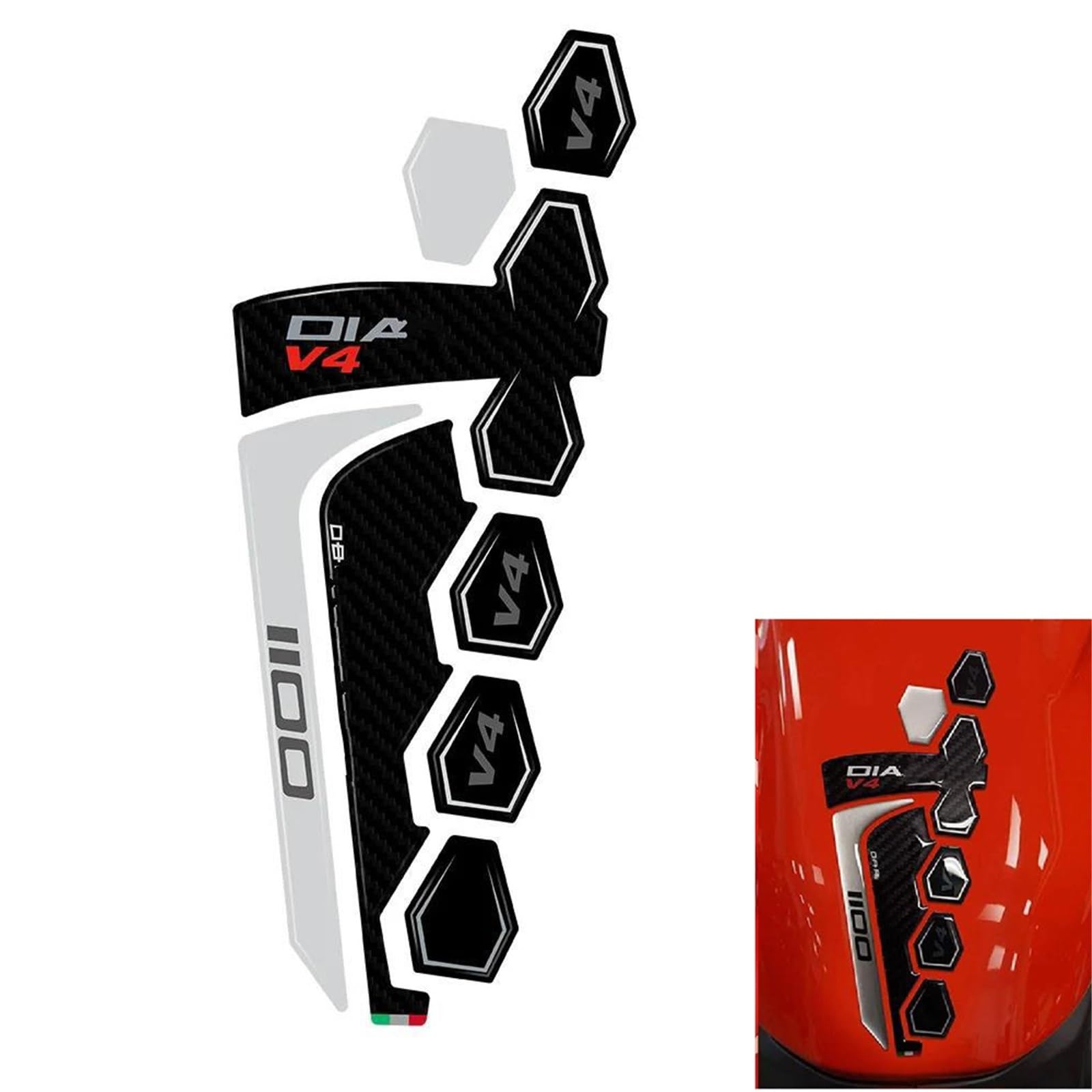 Decorative Sticker Motorcycle Decal Fuel Tank Pad Sticker for Ducati Diavel V4 2023(Black- Silver)