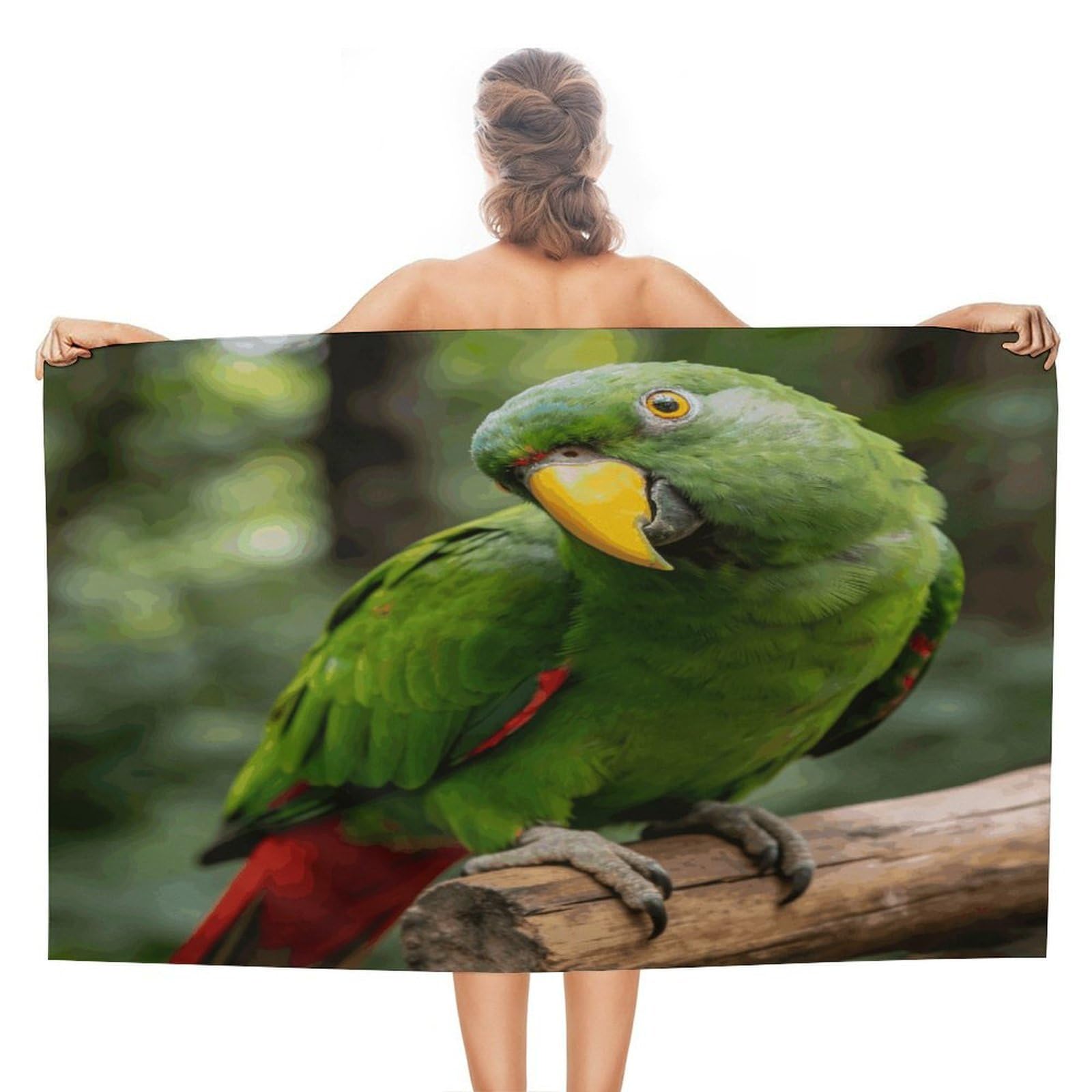 LZQPOEAS Green Feathers Fixed Their Gaze Beach Towel 51x31 Inch Oversized Soft Bath Towel Luxury Plush Thick Hotel Swim Pool Towels Super Quick Dry Travel Towels for Camping Gym Sports Yoga