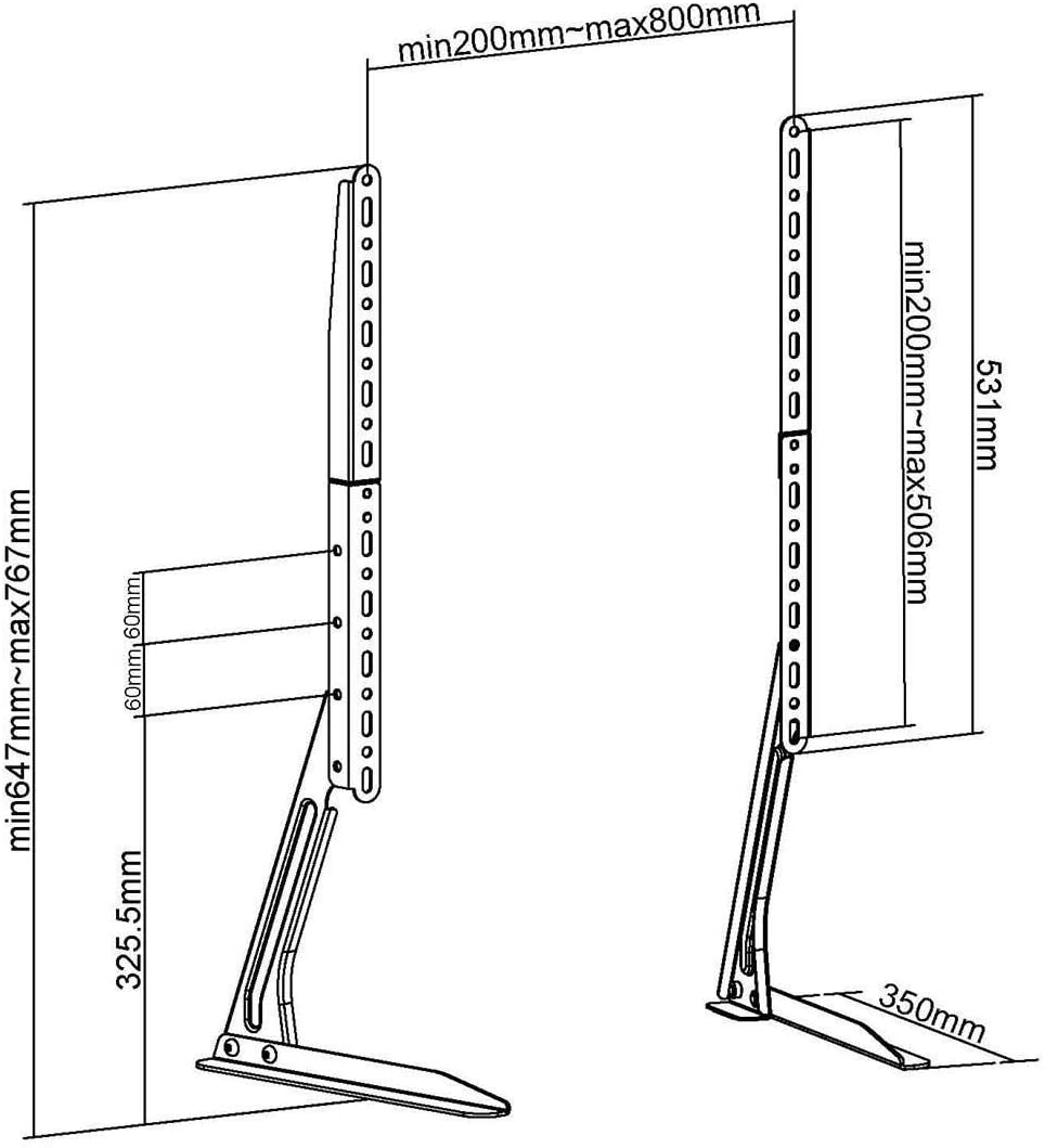 Nedis Tvsm1050Bk TV Stand 32-65", Height Adjustable