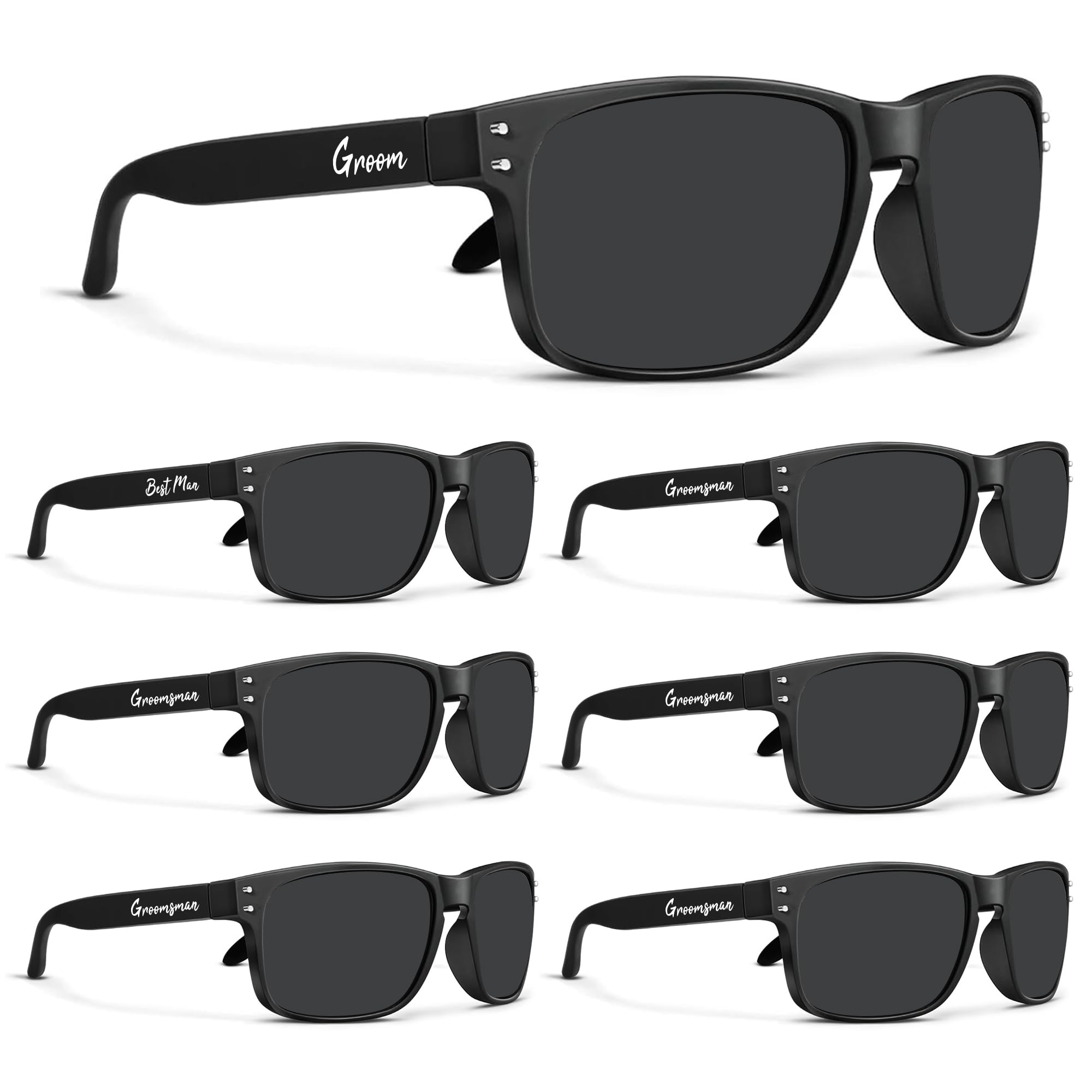 LotsBuyLots Groomsmen Sunglasses 7 Pack, Bachelor Party Supplies Sunglasses for Groom,Best Man,Groomsman