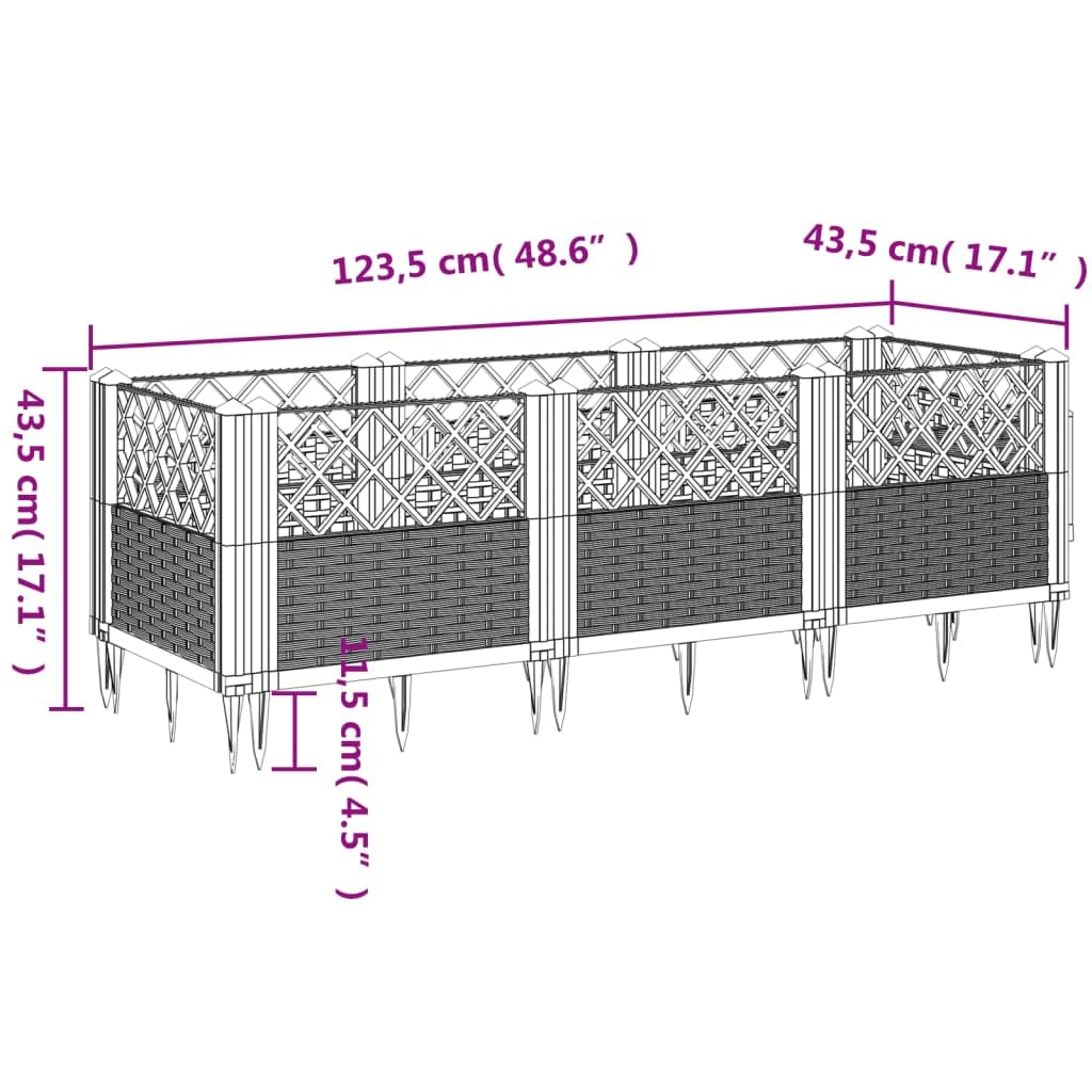 Jardinera de jardín de polipropileno gris claro 123,5 x 43,5 x 43,5 cm con diseño modular de 8 paneles y aspecto de ratán para huerto, hierbas aromáticas y plantas con flores