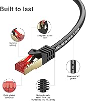 Vista 4 de Cable Ethernet Cat6 para exteriores de 300 pies, blindado a tierra resistente a los rayos UV, impermeable, cable de red enterrable compatible