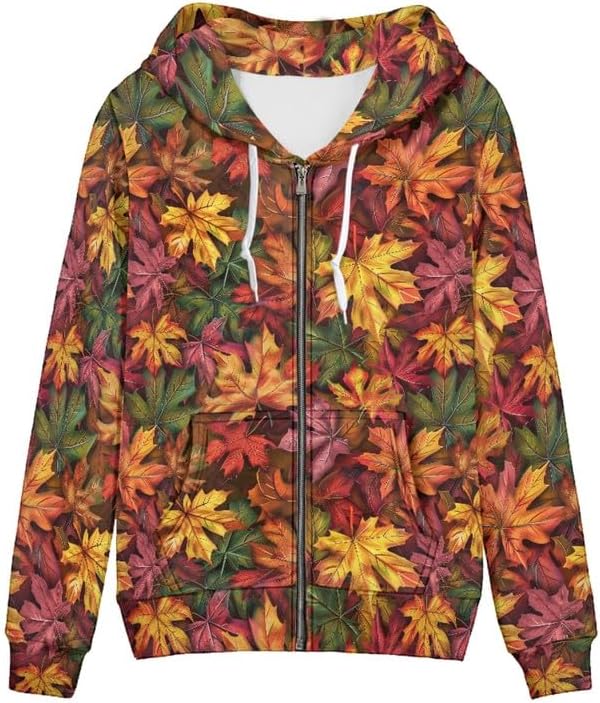 Irisjudy Island Tribal Zipper Women Hoodies with Pocket, Leopard Print,Music Notes Plus Size Hooded Sweatshirt Sport Coat - Image 4