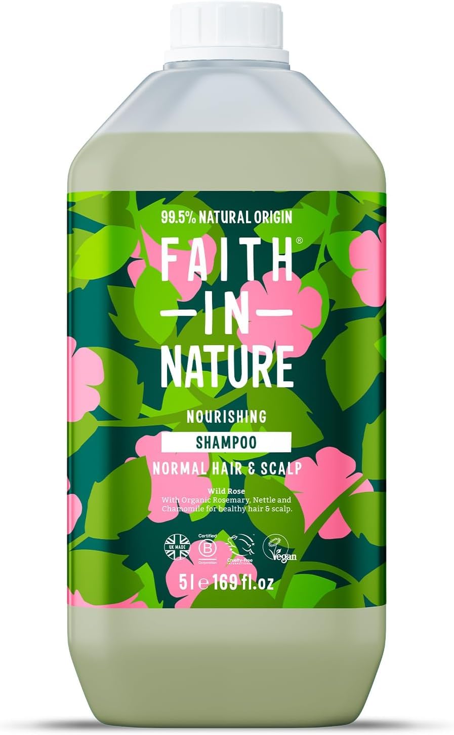 FAITH IN NATURENatural Shampoo - Vegan & Cruelty Free, No SLS or Parabens - 169 fl oz Refill Pack, Wild Rose
