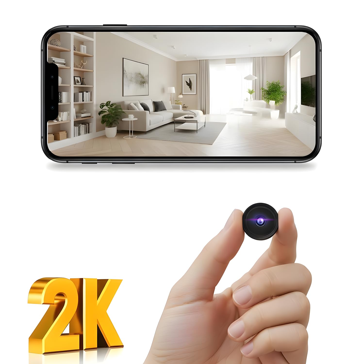 2K Hidden Camera, Mini Spy Camera Wireless for Home Security, Small Indoor Nanny Cam with Night Vision & Motion Detection, Secret WiFi Cameras for Pet/Baby, Camaras Espias Ocultas