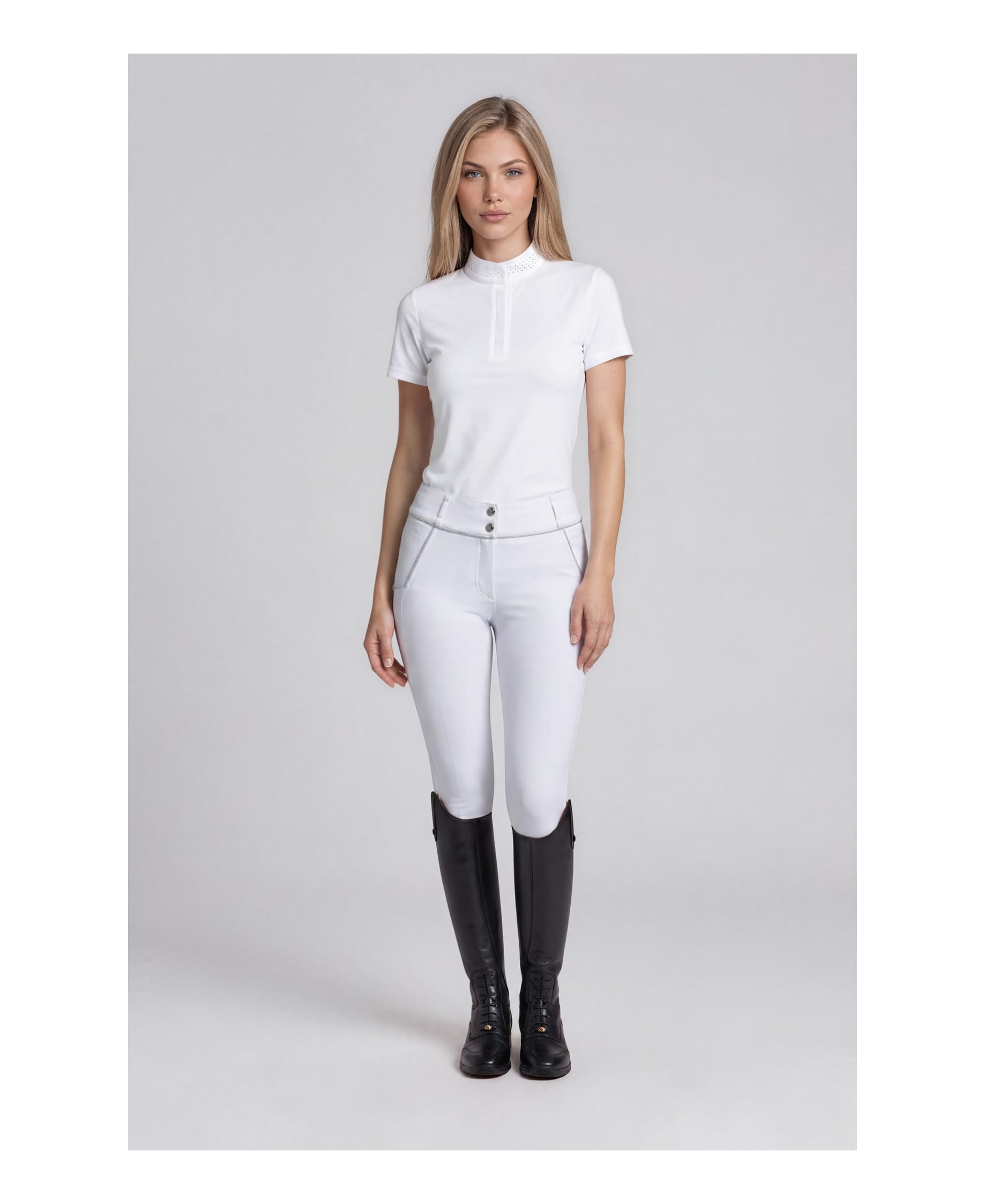 Damen Turniershirt München Kurzarm, leichtes und atmungsaktives Reitshirt für Turnier und Training im Sommer