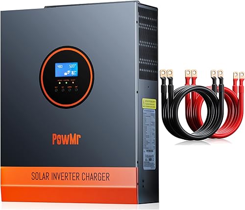 Inversor solar de 3000 W de onda sinusoidal pura de 24 V a 120 V y 2 AWG Cables inversores de batería de 1 pie rojo+1 pie negro