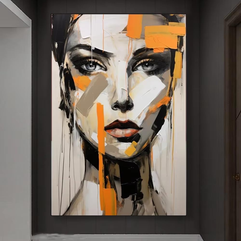 IHHGNB Colorful Texture Graffiti Woman Portrait Wall Art Prints Posters Abstract Canvas Painting for Living Room Home Decor(60x80cm(24x31in)/No frame)