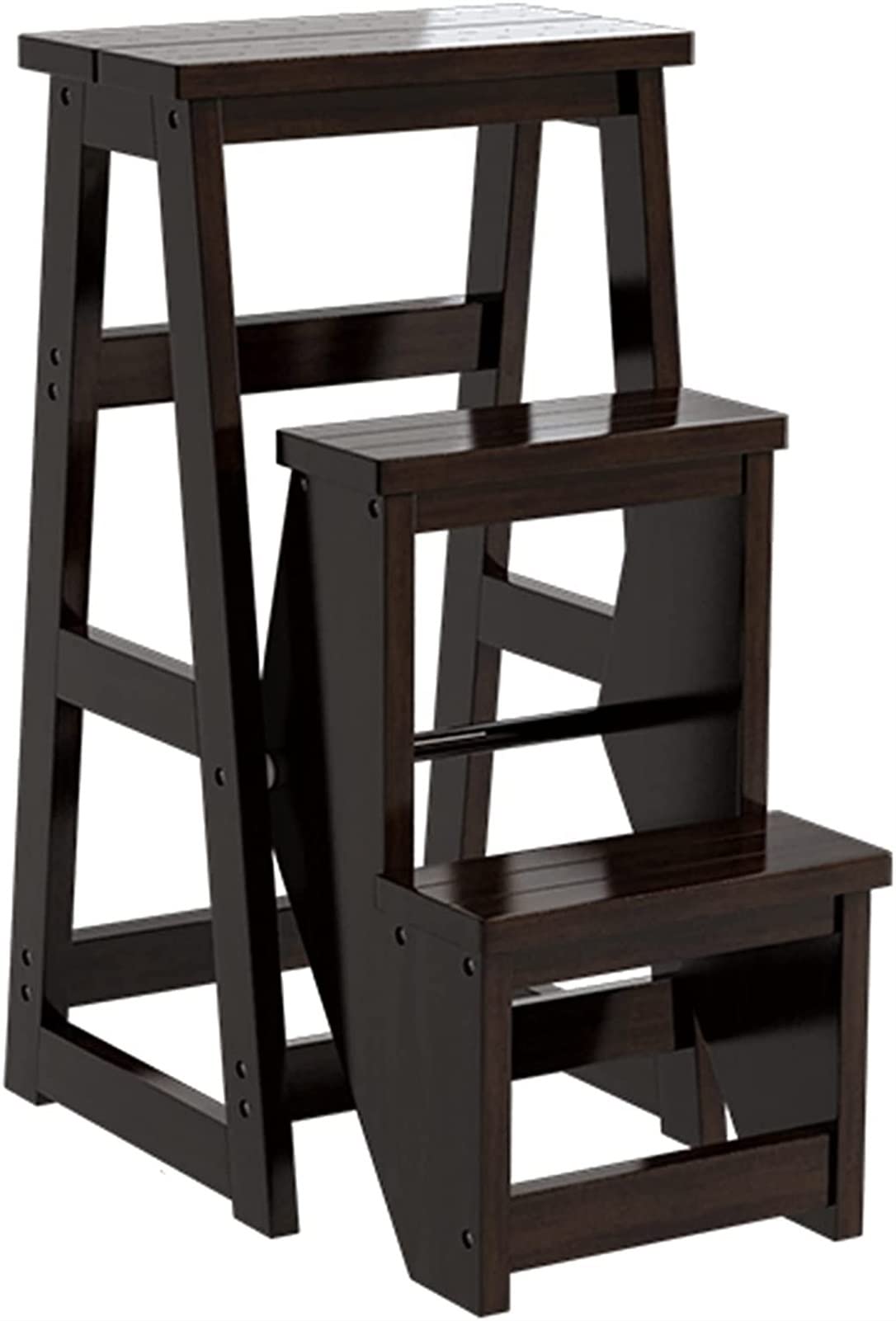 ZGYOZMNG Foot stool Modern Multi-Functional Step Stool Library Ladder Chair Library Furniture Folding Wooden Stool Chair Step Ladder for Home Maximum Load 150Kg/A (A)