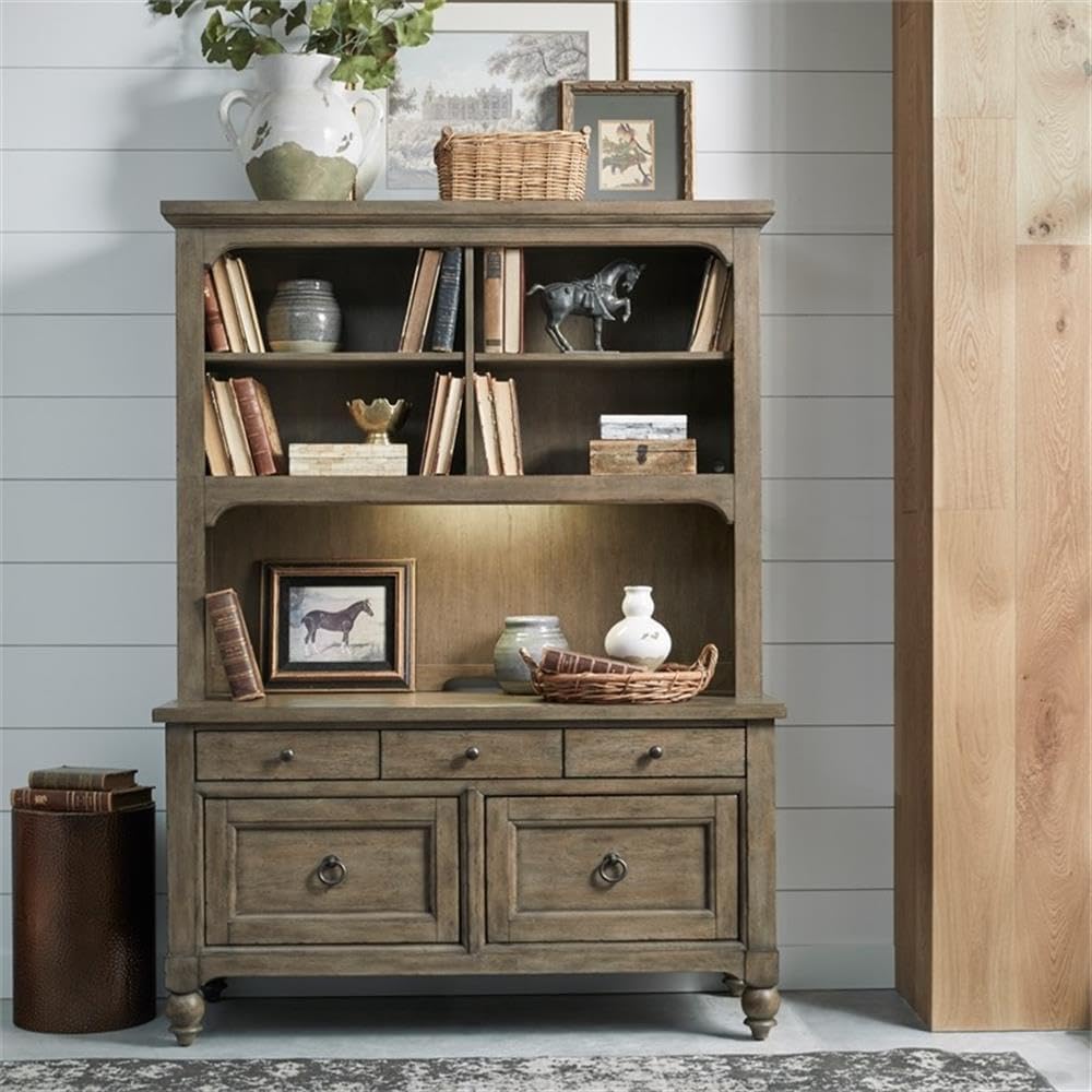 LIBERTY FURNITURE INDUSTRIES, INC. Americana Farmhouse Credenza & Hutch - Dusty Taupe