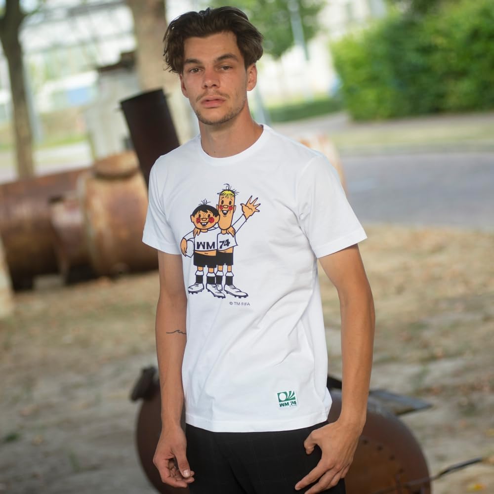 Copa - Camiseta - Hombre - Mascota Mundo Alemania 1974 - Manga Corta - Blanco - 100% algodón