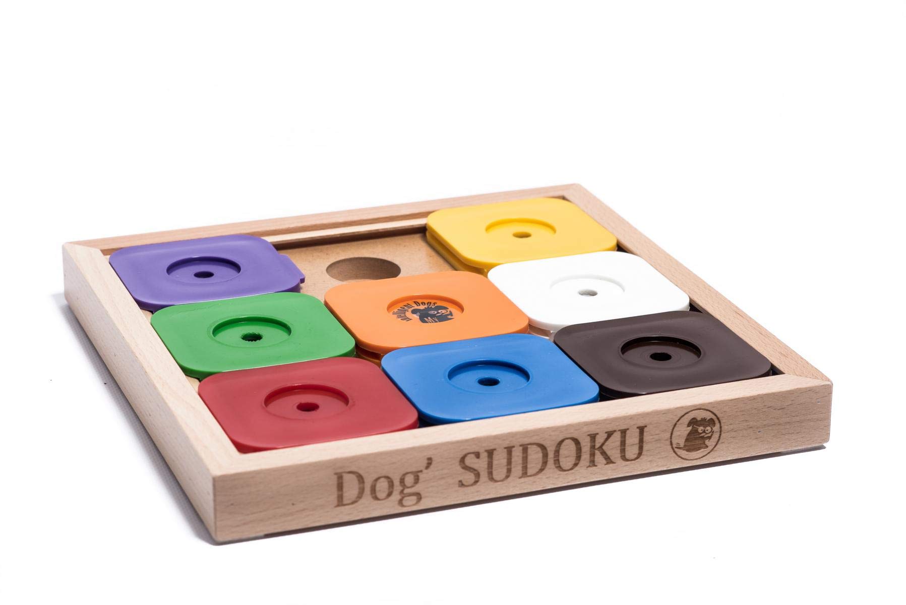 Sudoku Medium Expert Rainbow interaktywna zabawka dla psa z drewna, inteligentna zabawka dla psów