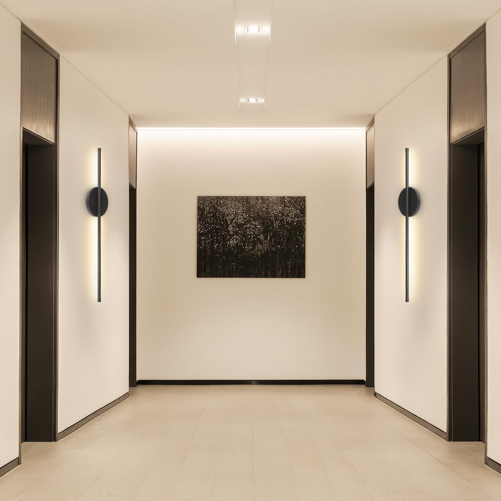 LED Akku Wandleuchte Schwarz 60CM Dimmbar 3 Farbtemperatur mit Fernbedienung, Zwei Packungen