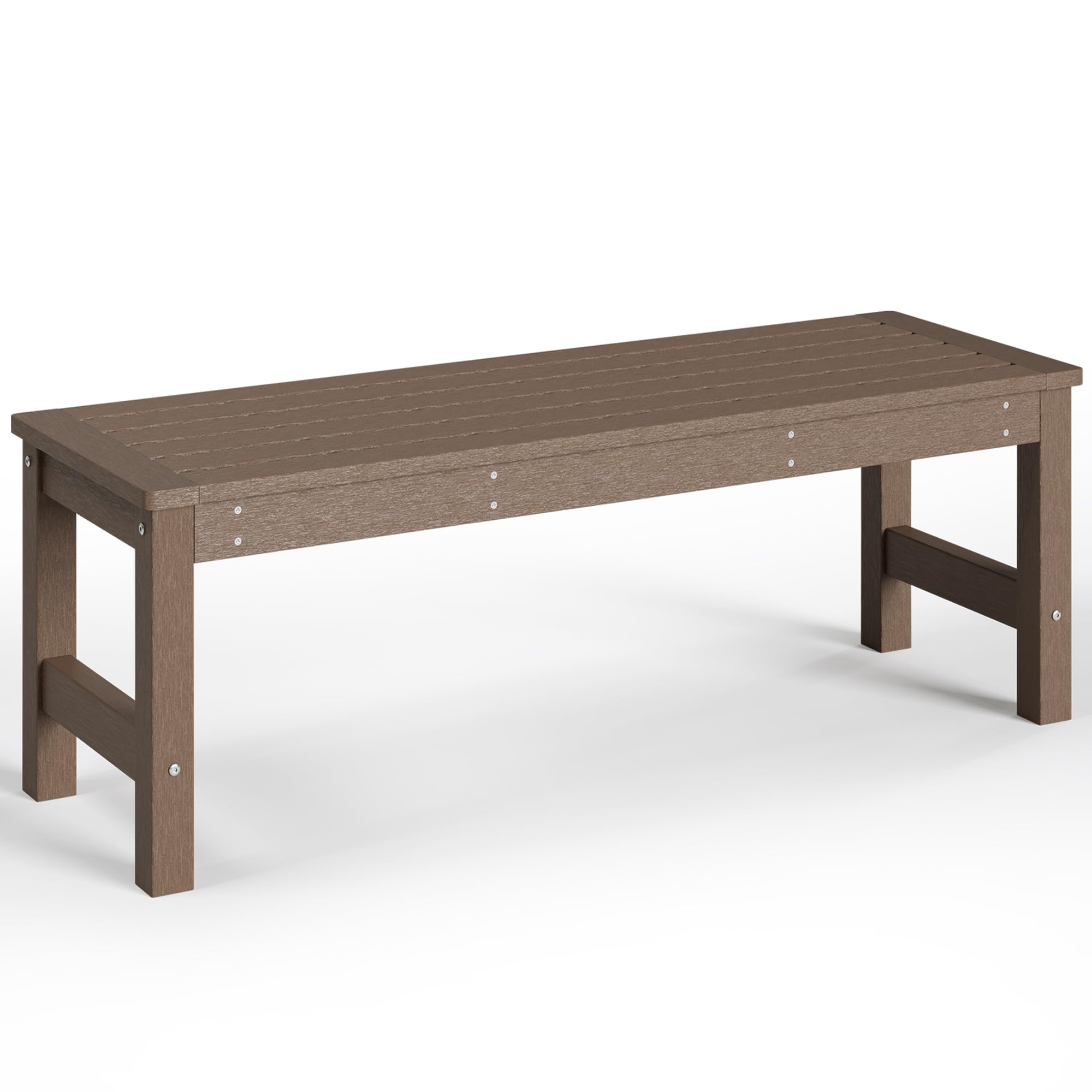 48" HDPE Outdoor Bench, All-Weather & Fade-Resistant 2-Person Garden Bench, Low Maintenance Patio Bench for Garden, Porch & Patio,Brown
