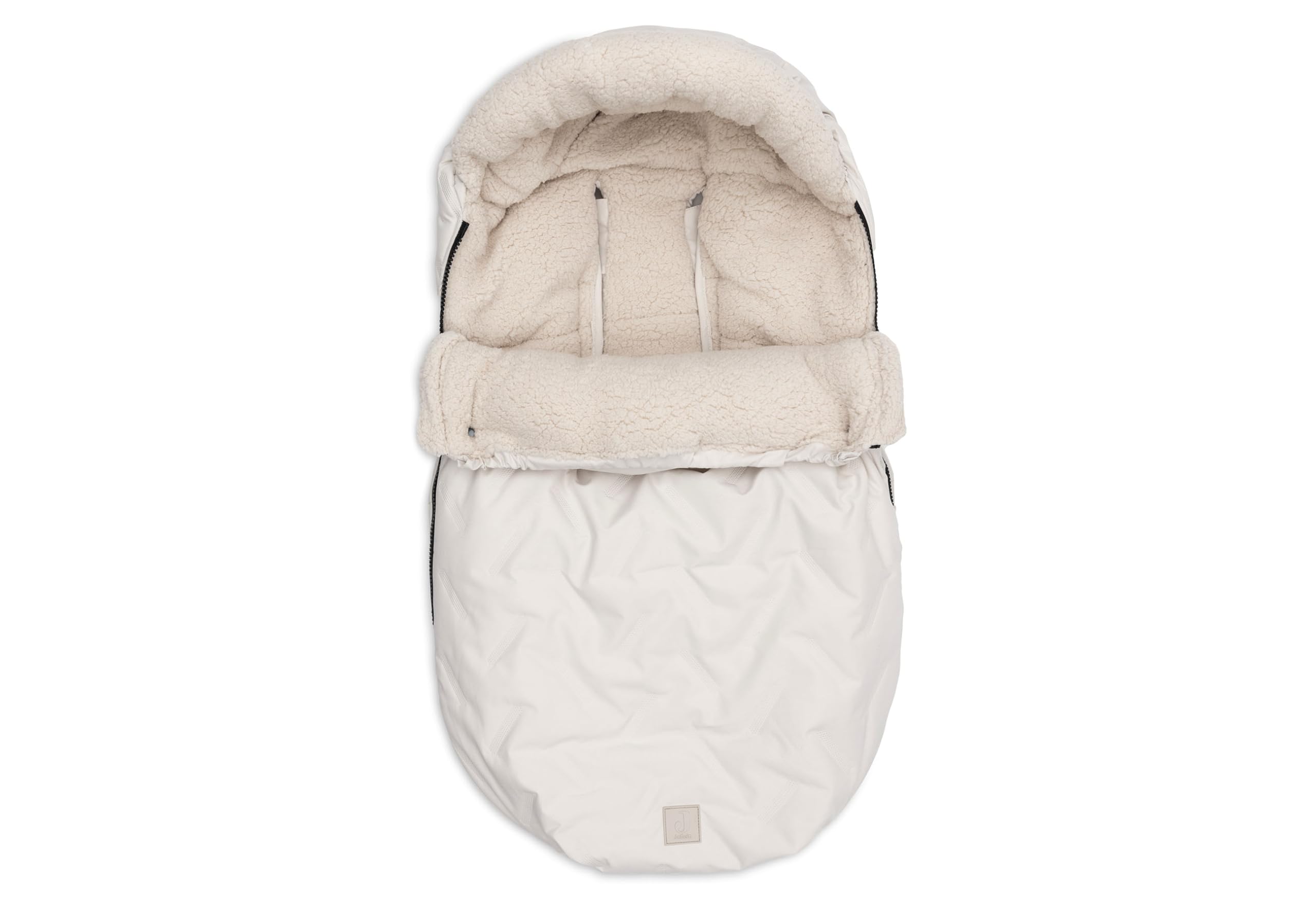 Jollein Fußsack Embossed – Sand – Für Babyschale Kinderautositz Gruppe 0+ und Kinderwagen – Für 3-Punkt- und 5-Punkt-Gurt – Geprägtes Design und Fleecefutter
