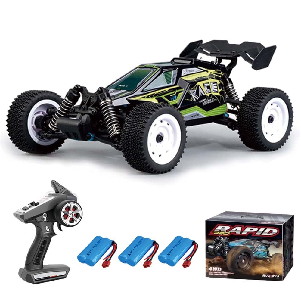 Coche teledirigido para adultos, 50 km/h, coche de carreras RC Drift, 1/16 Offroad Control Remoto Carreras, 4WD All Terrain Race Buggy, 3 pilas (verde)