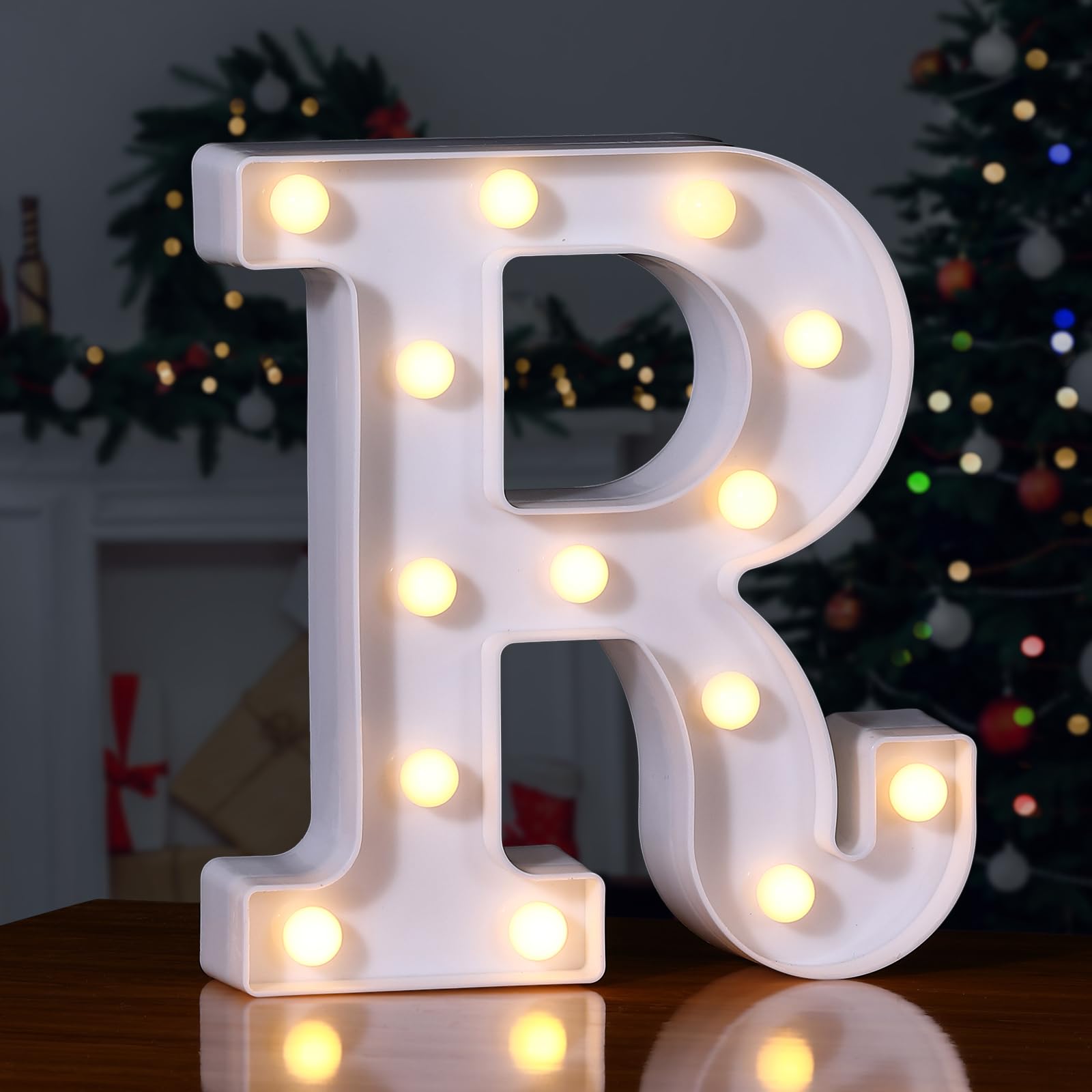 Foaky LED Letter Lights Sign 26 Alphabet Light Up Letters Sign for Night Light Wedding Birthday Party Battery Powered Christmas Lamp Home Bar Decoration (R) โ image 1