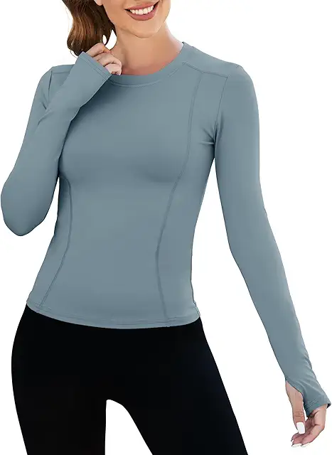 Women's Seamless Yoga Wrap Top - Long Sleeve Workout Shirt with Thumb Holes