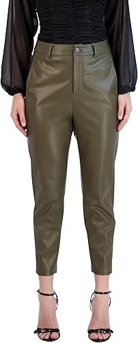 BCBGeneration Women's Faux Leather Pant Straight Leg Belt Loop Pocket Trouser, O