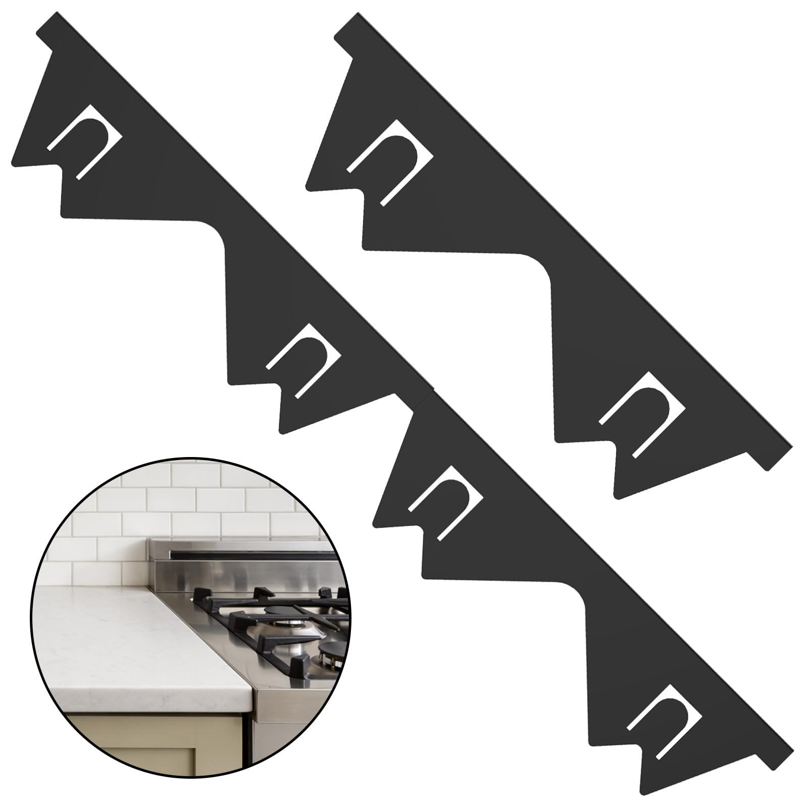 Lot de 2 couvre-joints rétractables en acier inoxydable pour cuisinière - Résistants à la chaleur - Réutilisables - Longueur 35 à 70 cm