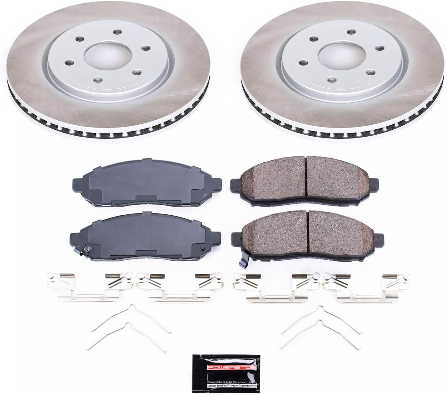 PowerStop Front Brake Kit For Nissan Frontier 2016-24 - Ceramic Brake Pads + Semi Coated Rotors Replacement, SC8325