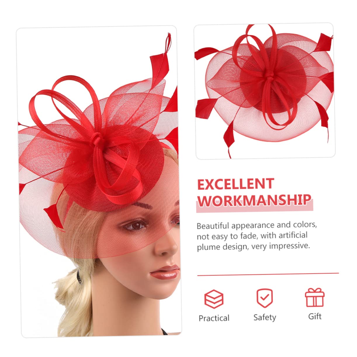 FRCOLOR 4pezzi Fascinator Hat Rete con Fiore di Piume per Cerimonie e Matrimoni Cappello da Tea Party Elegante e Romantico per Donne Accessorio per Eventi e Cosplay