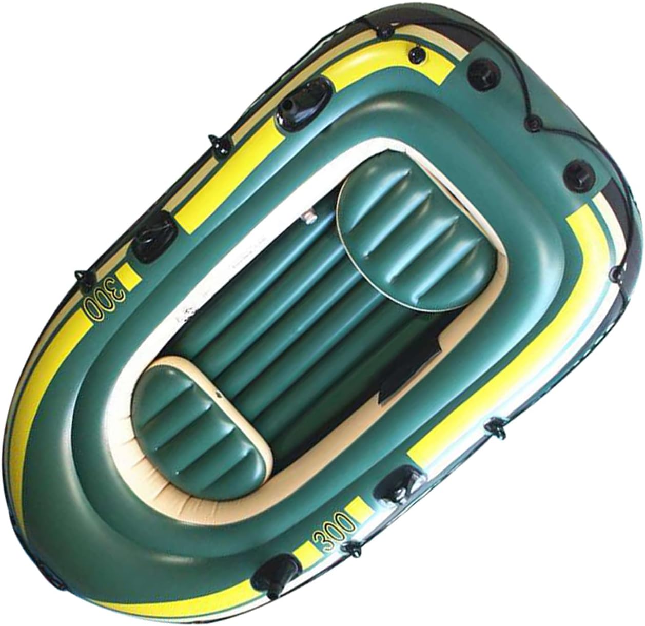 plplaaoo Inflatable Boat Green PVC Heavy Duty Three Person Rowing Air Boat for Fishing Drifting Diving Environmentally Friendly PVC Material Maximum Load Capacity 150Kg